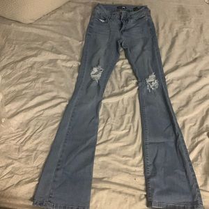 Fashion nova bell bottom jeans.